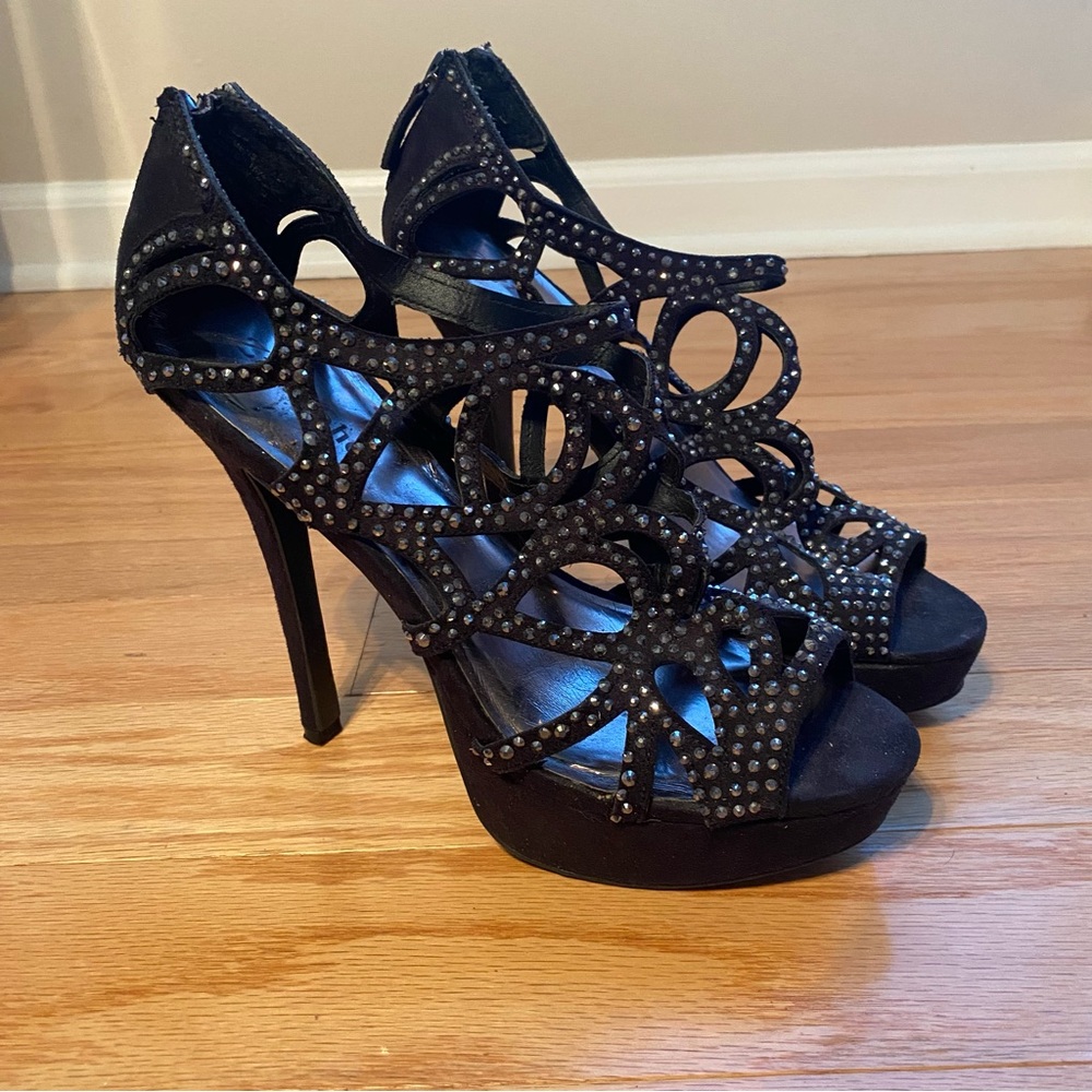 Black heels with embellishments